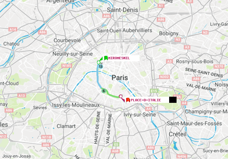 plan itinéraire ratp de Miromesnil à Place d
