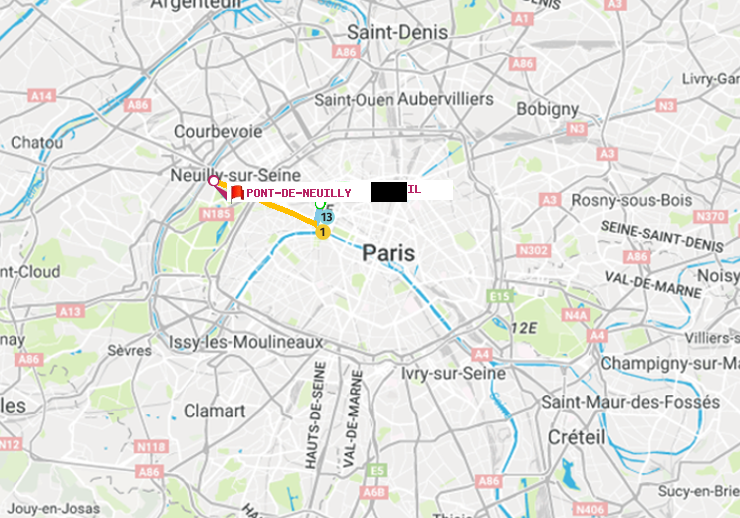 plan itinéraire ratp de Miromesnil à Pont de Neuilly