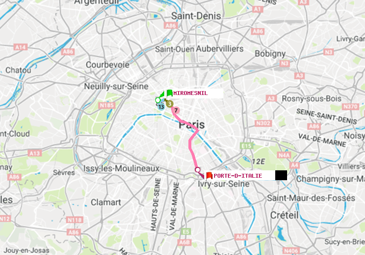 plan itinéraire ratp de Miromesnil à Porte d