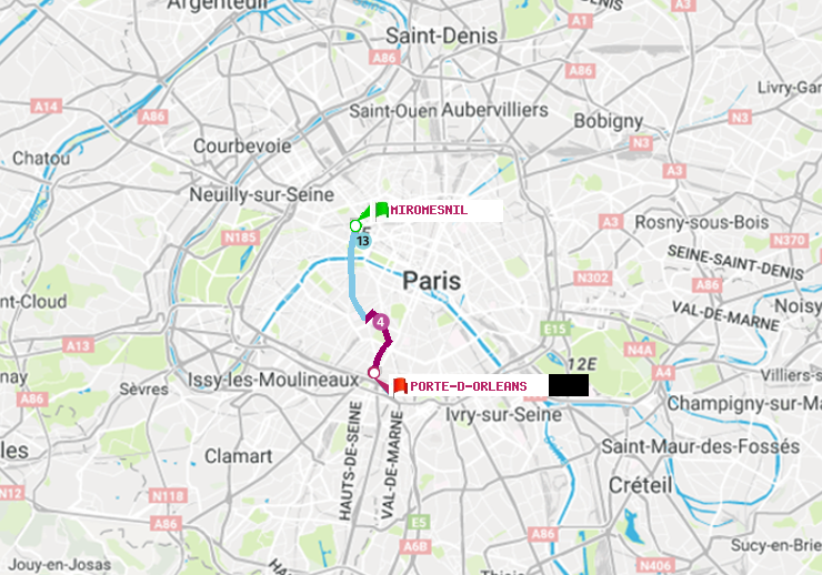 plan itinéraire ratp de Miromesnil à Porte d