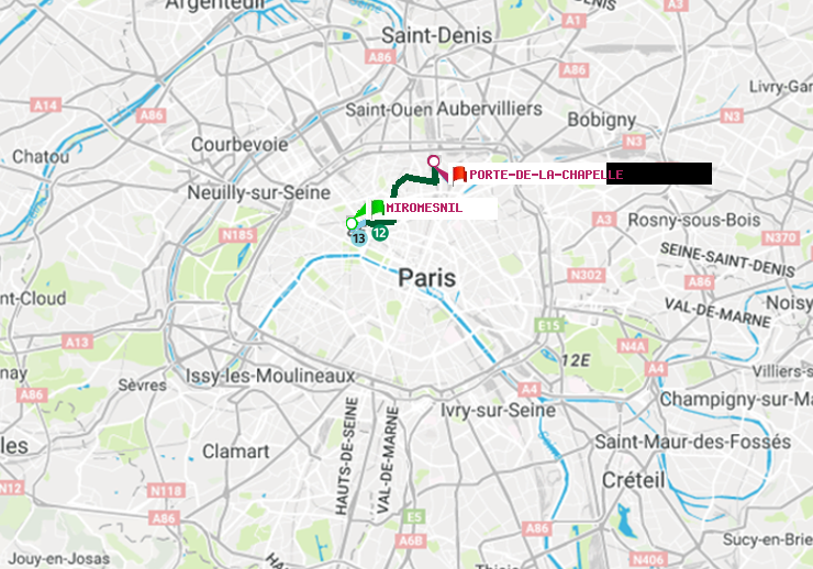 plan itinéraire ratp de Miromesnil à Porte de la Chapelle