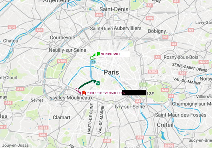 plan itinéraire ratp de Miromesnil à Porte de Versailles