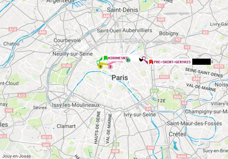 plan itinéraire ratp de Miromesnil à Pré-Saint-Gervais