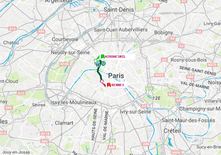plan itinéraire ratp de Miromesnil à Rennes