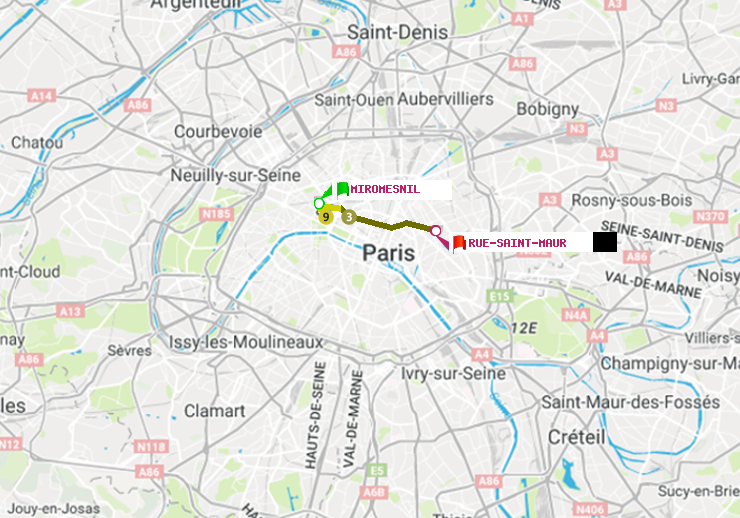 plan itinéraire ratp de Miromesnil à Rue Saint-Maur