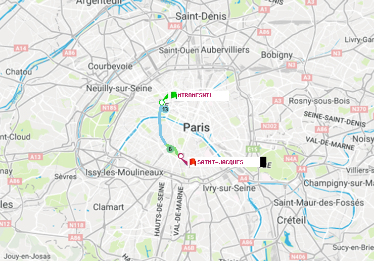 plan itinéraire ratp de Miromesnil à Saint-Jacques