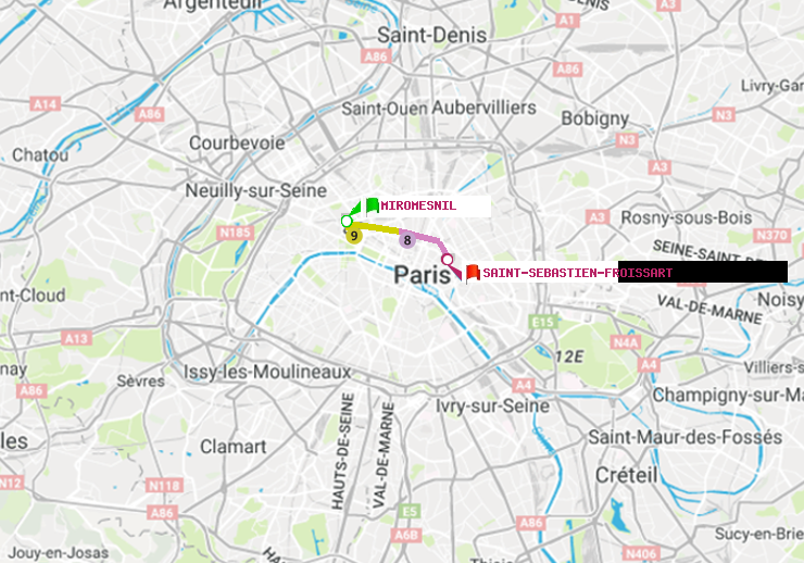 plan itinéraire ratp de Miromesnil à Saint-Sébastien-Froissart