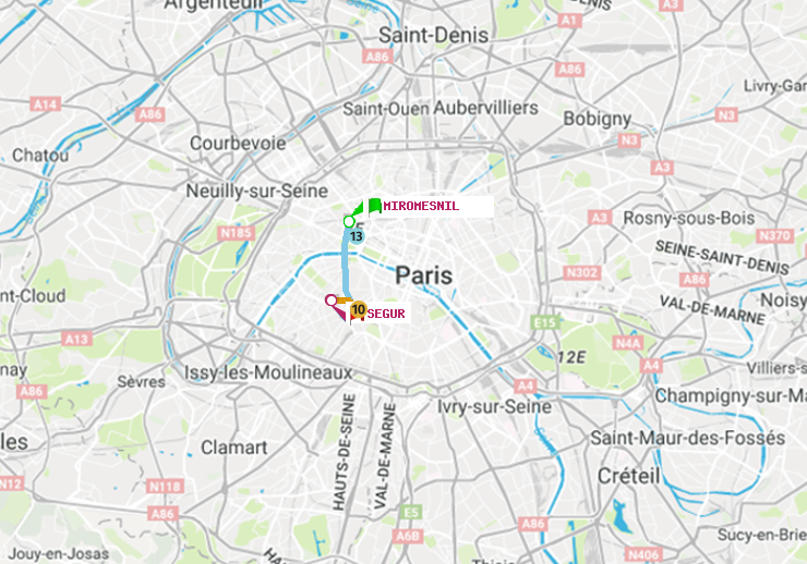 plan itinéraire ratp de Miromesnil à Ségur