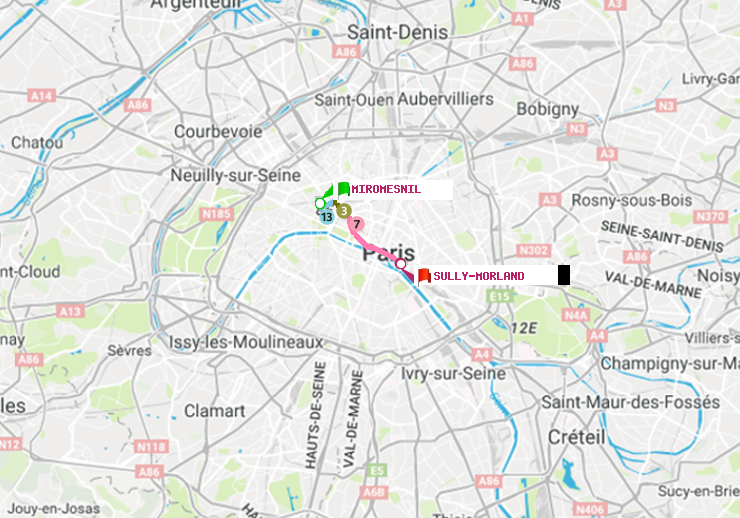 plan itinéraire ratp de Miromesnil à Sully-Morland
