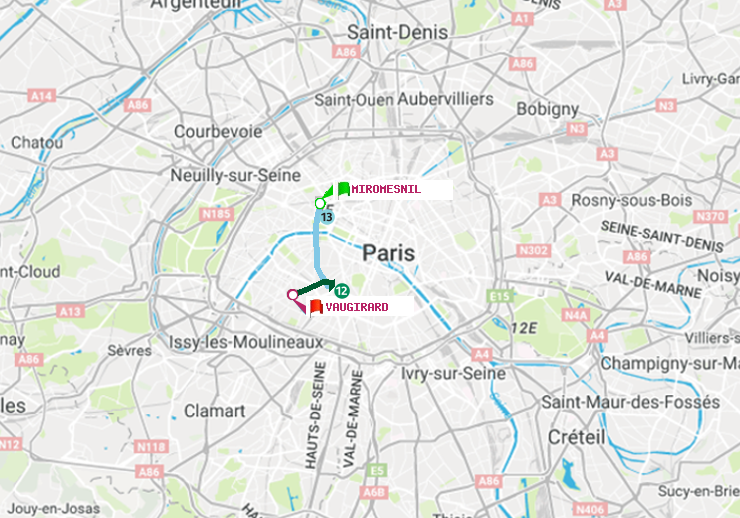 plan itinéraire ratp de Miromesnil à Vaugirard (Adolphe Chérioux)