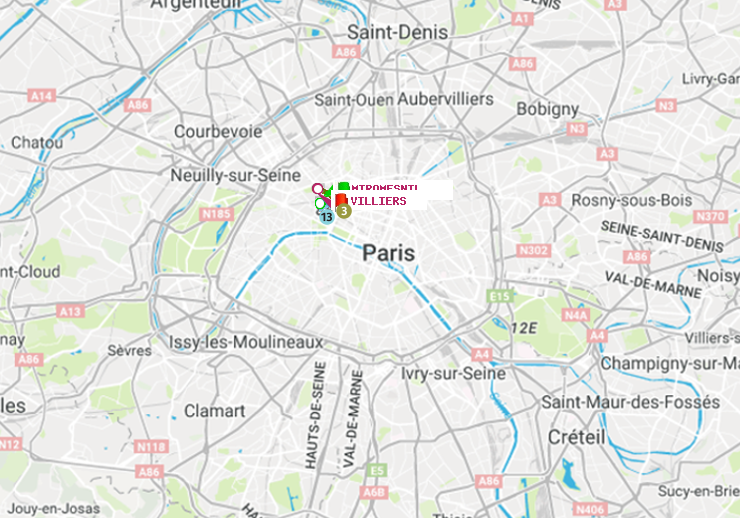 plan itinéraire ratp de Miromesnil à Villiers