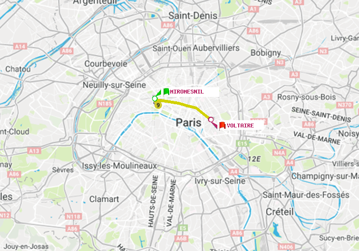 plan itinéraire ratp de Miromesnil à Voltaire (Léon Blum)
