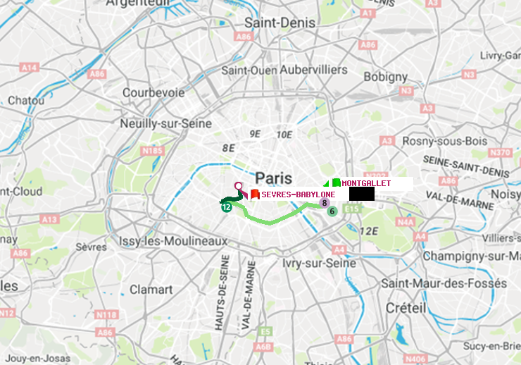 plan itinéraire ratp de Montgallet à Sèvres-Babylone