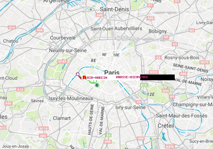 plan itinéraire ratp de Montparnasse-Bienvenue à Bir-Hakeim (Grenelle)