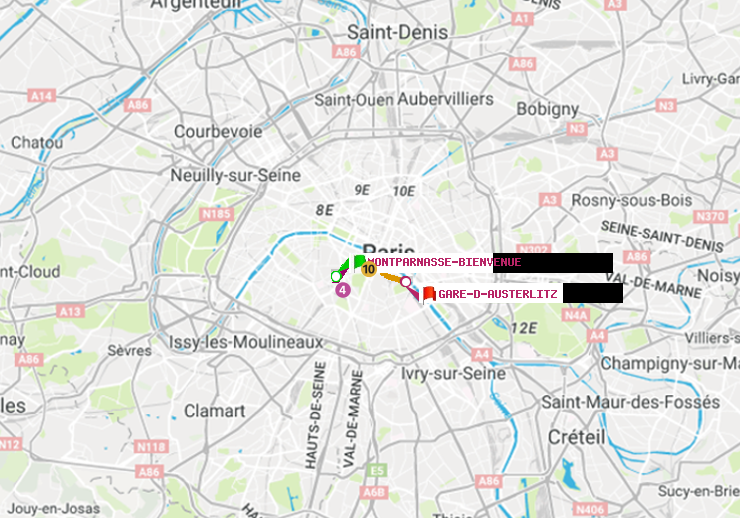 plan itinéraire ratp de Montparnasse-Bienvenue à Gare d
