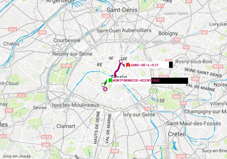 plan itinéraire ratp de Montparnasse-Bienvenue à Gare de l