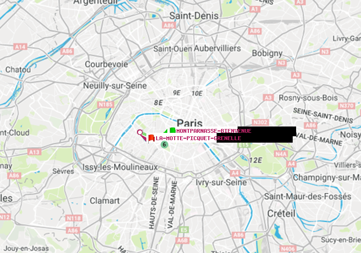 plan itinéraire ratp de Montparnasse-Bienvenue à La Motte-Picquet-Grenelle
