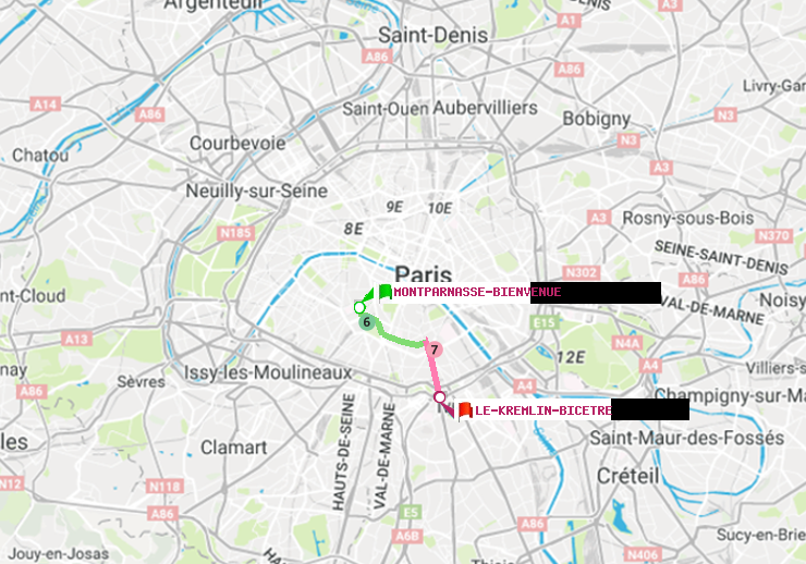 plan itinéraire ratp de Montparnasse-Bienvenue à Le Kremlin-Bicêtre