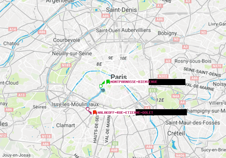 plan itinéraire ratp de Montparnasse-Bienvenue à Malakoff-Rue Etienne Dolet