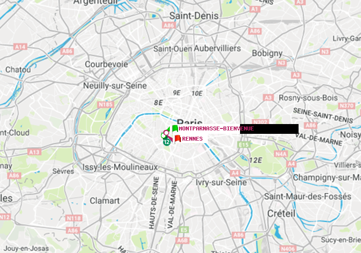 plan itinéraire ratp de Montparnasse-Bienvenue à Rennes