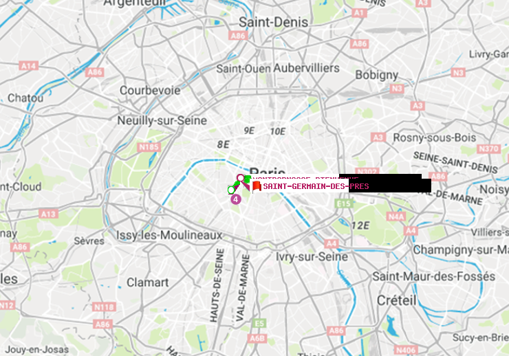 plan itinéraire ratp de Montparnasse-Bienvenue à Saint-Germain des Prés