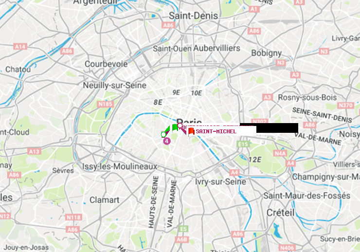 plan itinéraire ratp de Montparnasse-Bienvenue à Saint-Michel