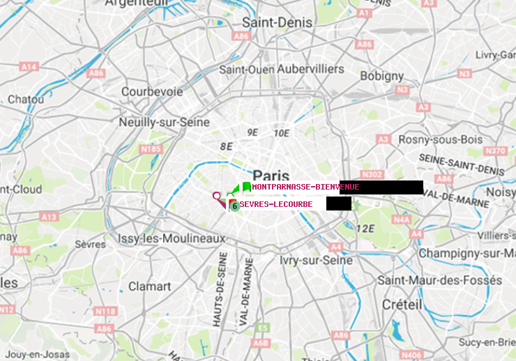 plan itinéraire ratp de Montparnasse-Bienvenue à Sèvres-Lecourbe