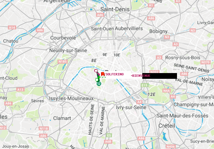 plan itinéraire ratp de Montparnasse-Bienvenue à Solférino