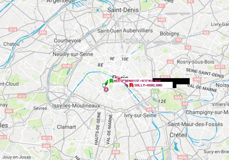 plan itinéraire ratp de Montparnasse-Bienvenue à Sully-Morland