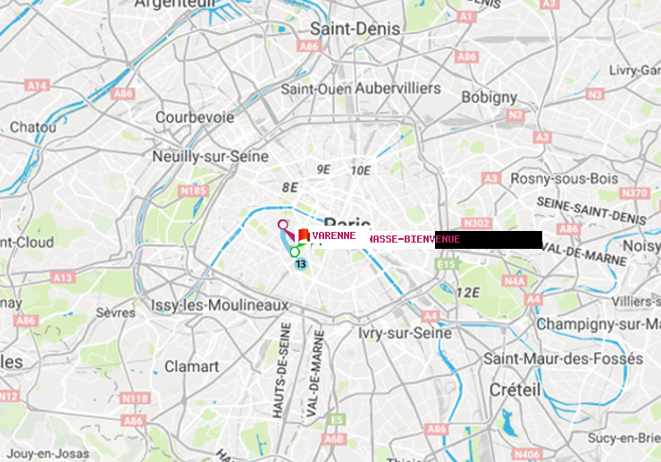plan itinéraire ratp de Montparnasse-Bienvenue à Varenne