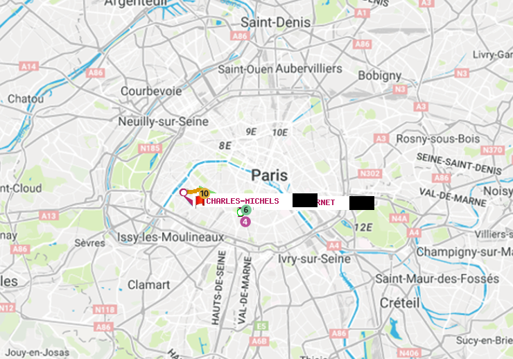 plan itinéraire ratp de Mouton-Duvernet à Charles Michels