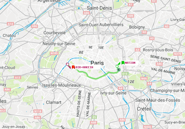 plan itinéraire ratp de Nation à Bir-Hakeim (Grenelle)