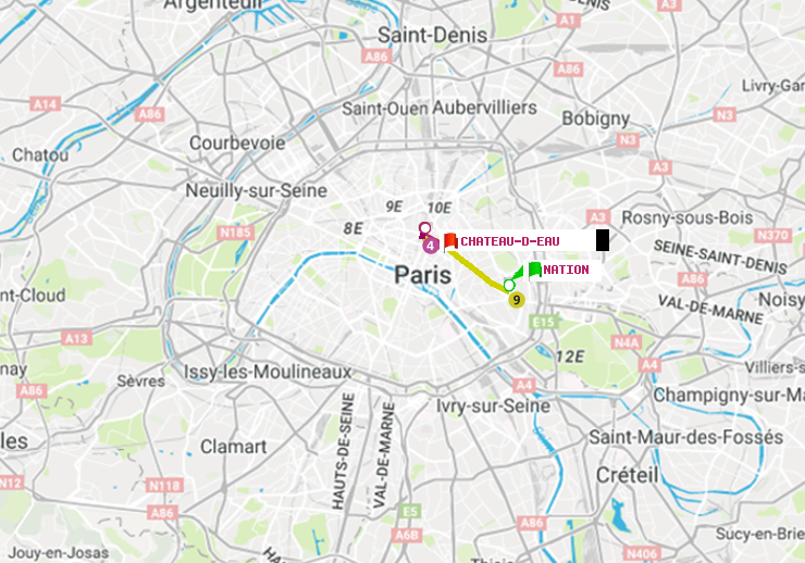 plan itinéraire ratp de Nation à Château d