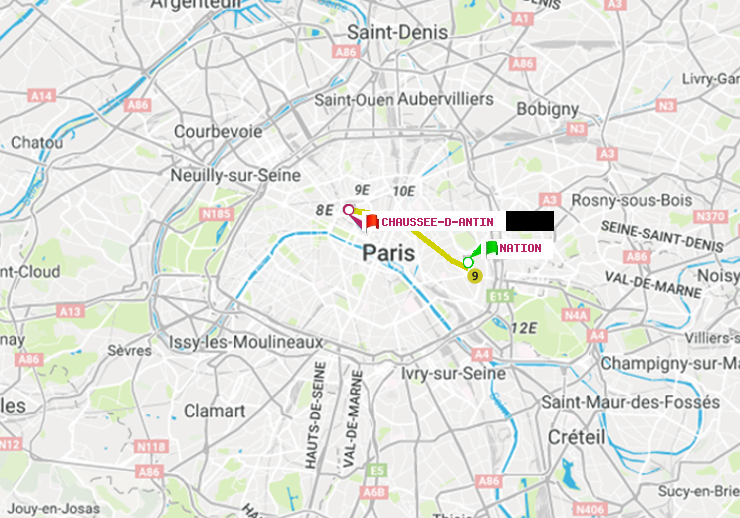 plan itinéraire ratp de Nation à Chaussée d