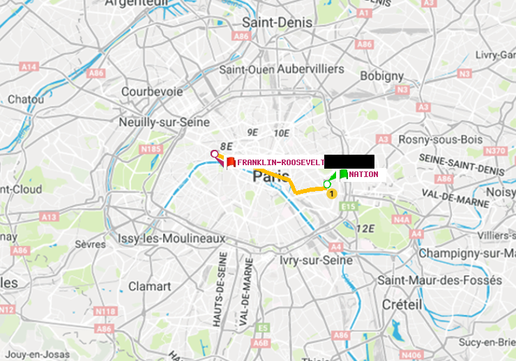 plan itinéraire ratp de Nation à Franklin-Roosevelt