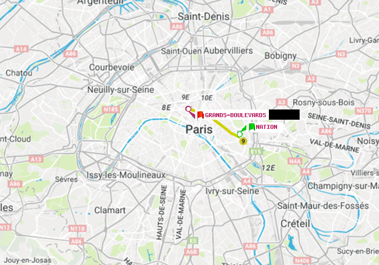 plan itinéraire ratp de Nation à Grands Boulevards