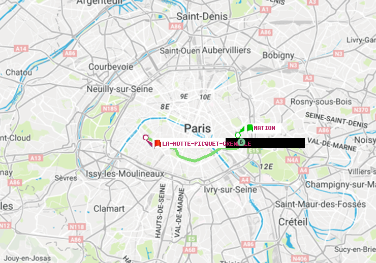 plan itinéraire ratp de Nation à La Motte-Picquet-Grenelle