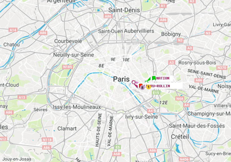 plan itinéraire ratp de Nation à Ledru-Rollin