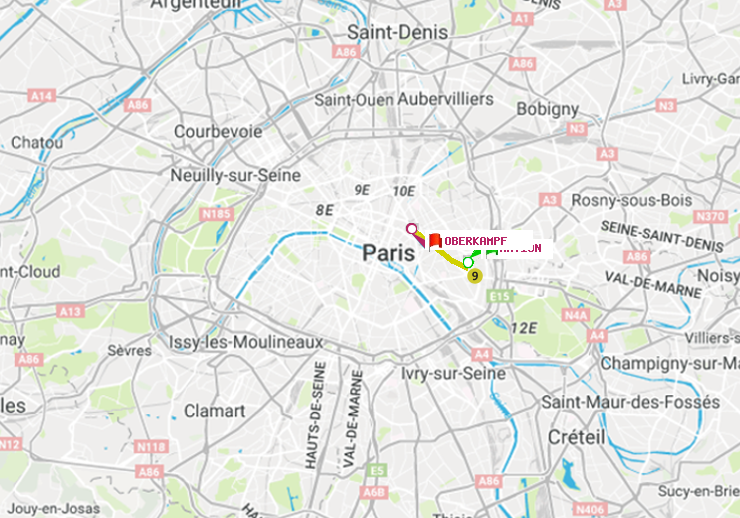 plan itinéraire ratp de Nation à Oberkampf
