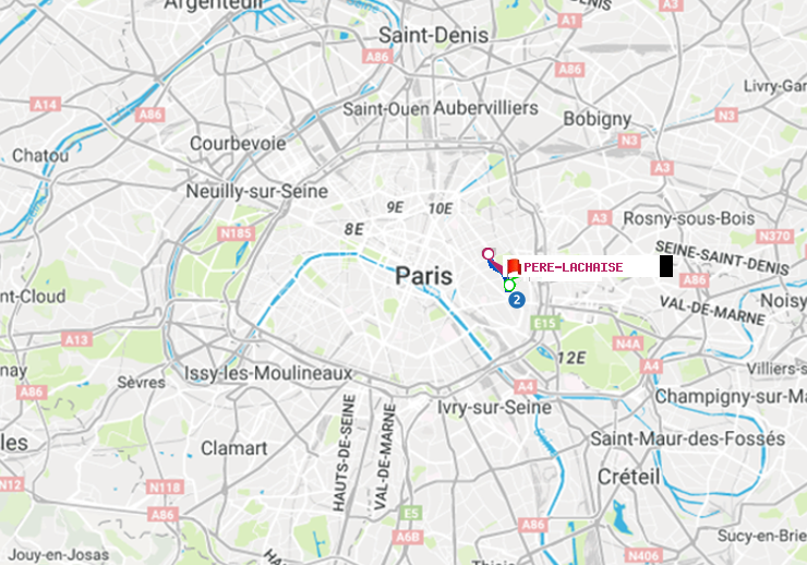 plan itinéraire ratp de Nation à Père-Lachaise