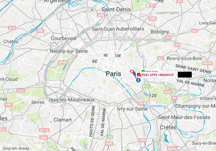 plan itinéraire ratp de Nation à Philippe Auguste