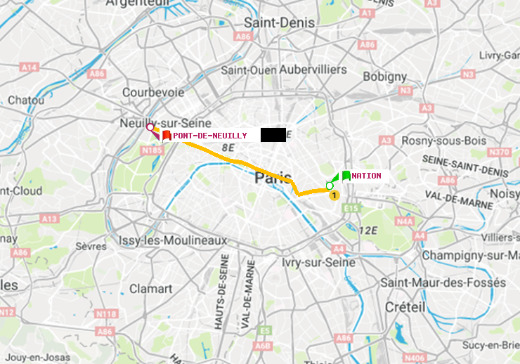 plan itinéraire ratp de Nation à Pont de Neuilly