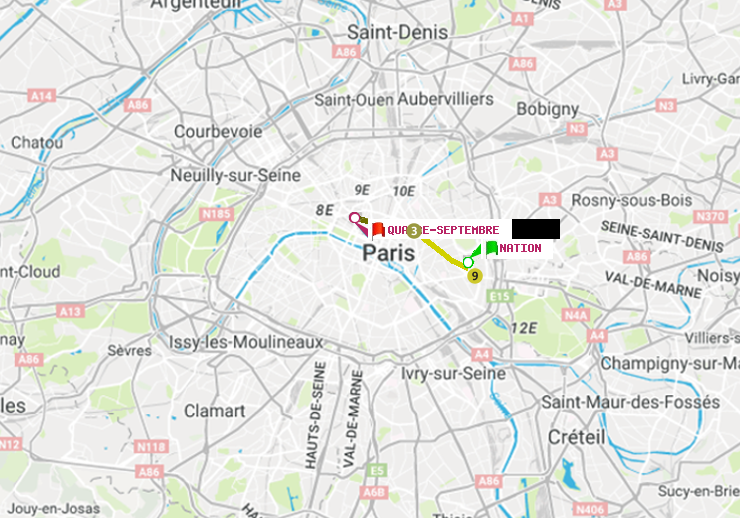 plan itinéraire ratp de Nation à Quatre Septembre