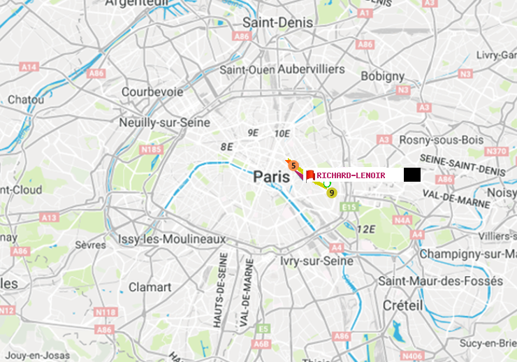 plan itinéraire ratp de Nation à Richard-Lenoir