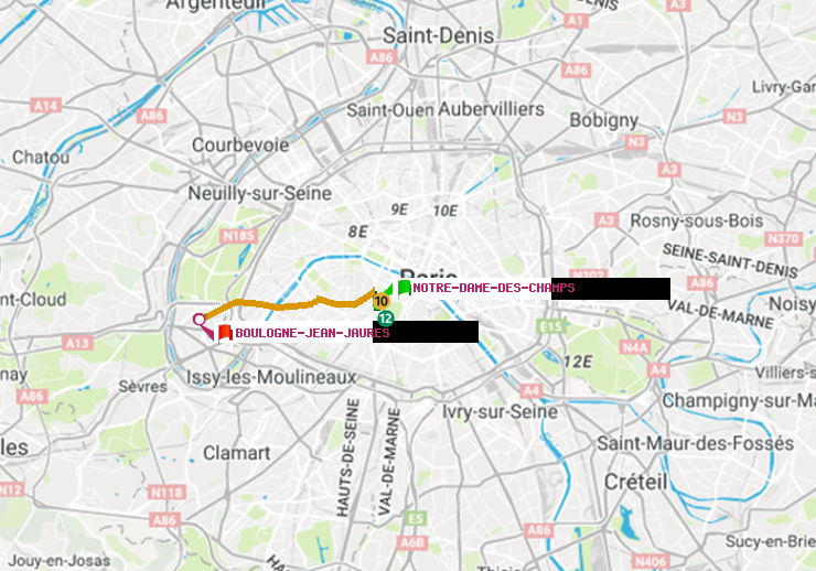 plan itinéraire ratp de Notre-Dame des Champs à Boulogne-Jean-Jaurès