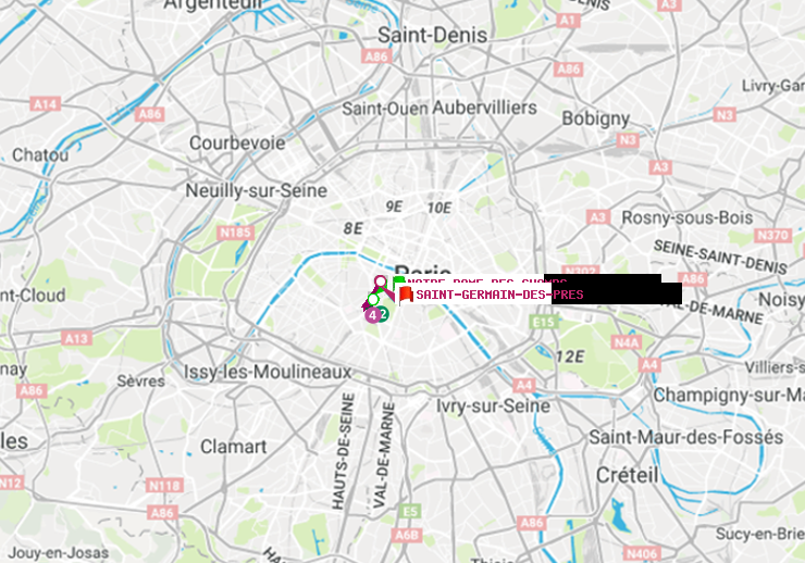 plan itinéraire ratp de Notre-Dame des Champs à Saint-Germain des Prés