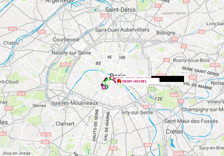 plan itinéraire ratp de Notre-Dame des Champs à Saint-Michel