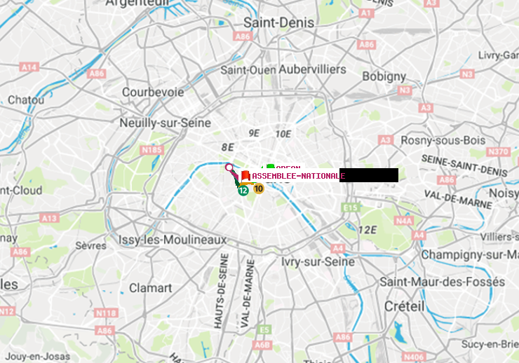 plan itinéraire ratp de Odéon à Assemblée Nationale