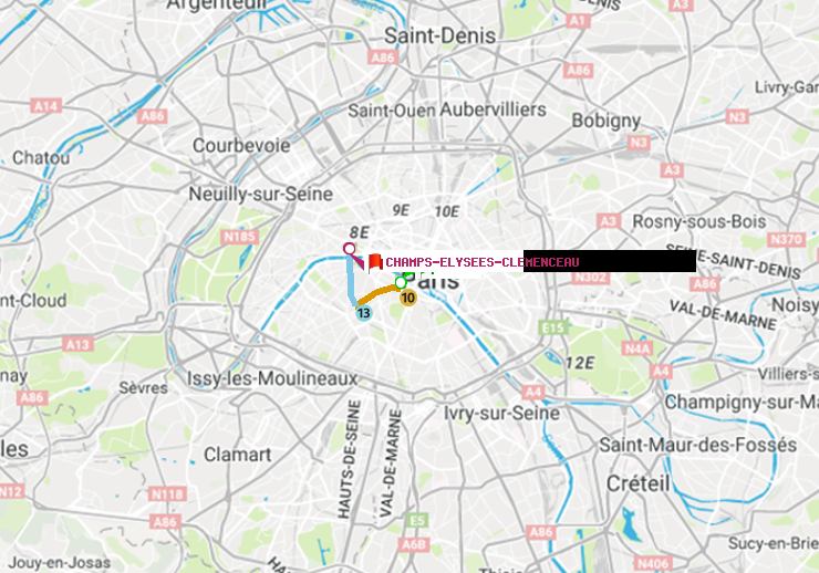 plan itinéraire ratp de Odéon à Champs-Elysées-Clémenceau