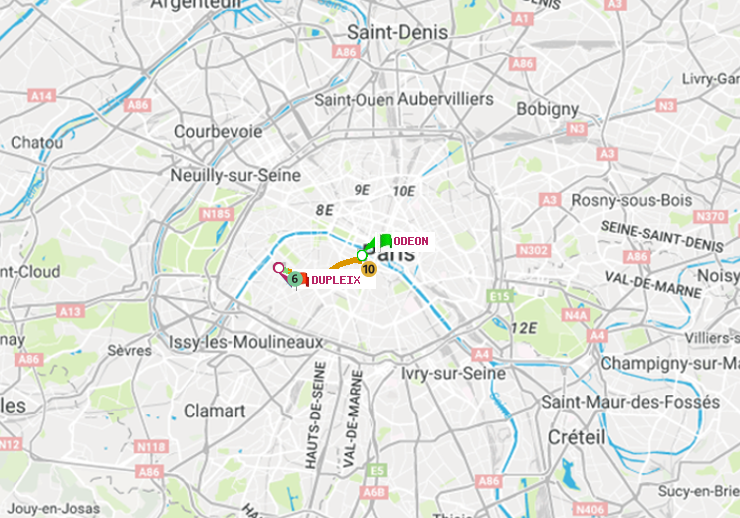 plan itinéraire ratp de Odéon à Dupleix